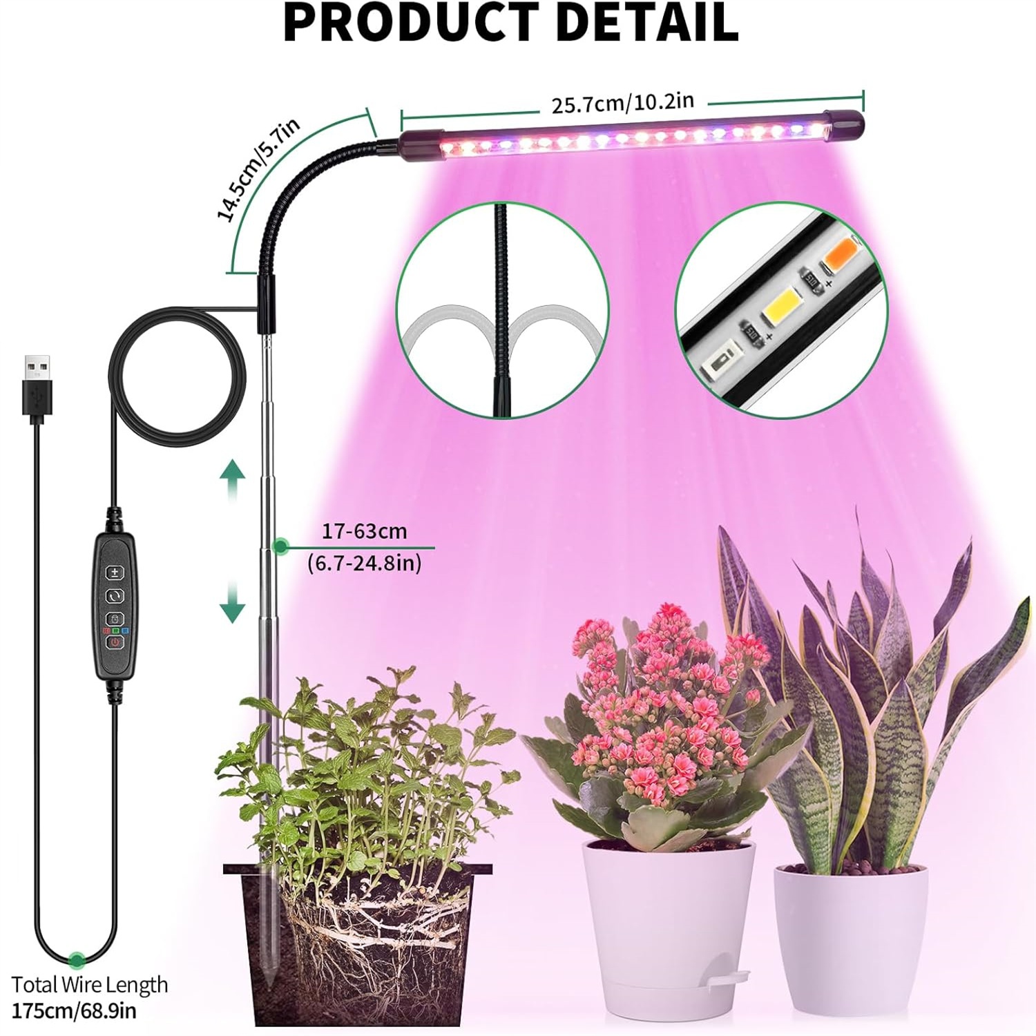 Led Planted Tank Light - 3 cores usb crescer lâmpada planta
